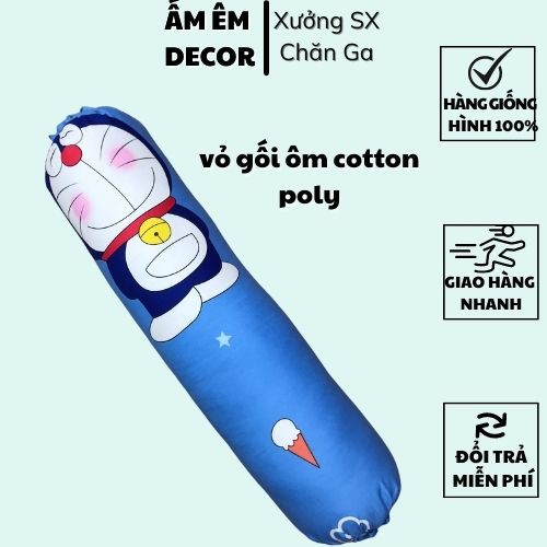 [KHO SỈ] vỏ gối ôm Poly cotton (chat chọn màu ) - Ấm Êm Decor