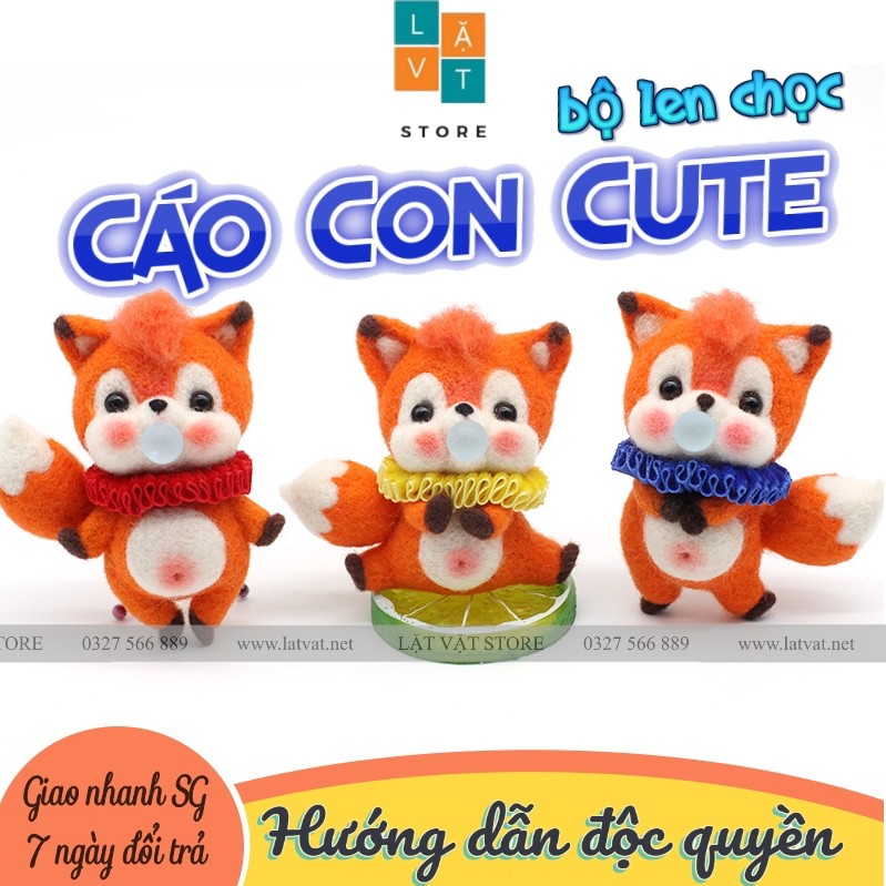 [MỚI] Cáo Con Cute bằng len chọc siêu Cute Có hướng dẫn, Quà Tặng Handmade, DIY, Needle felting Fox