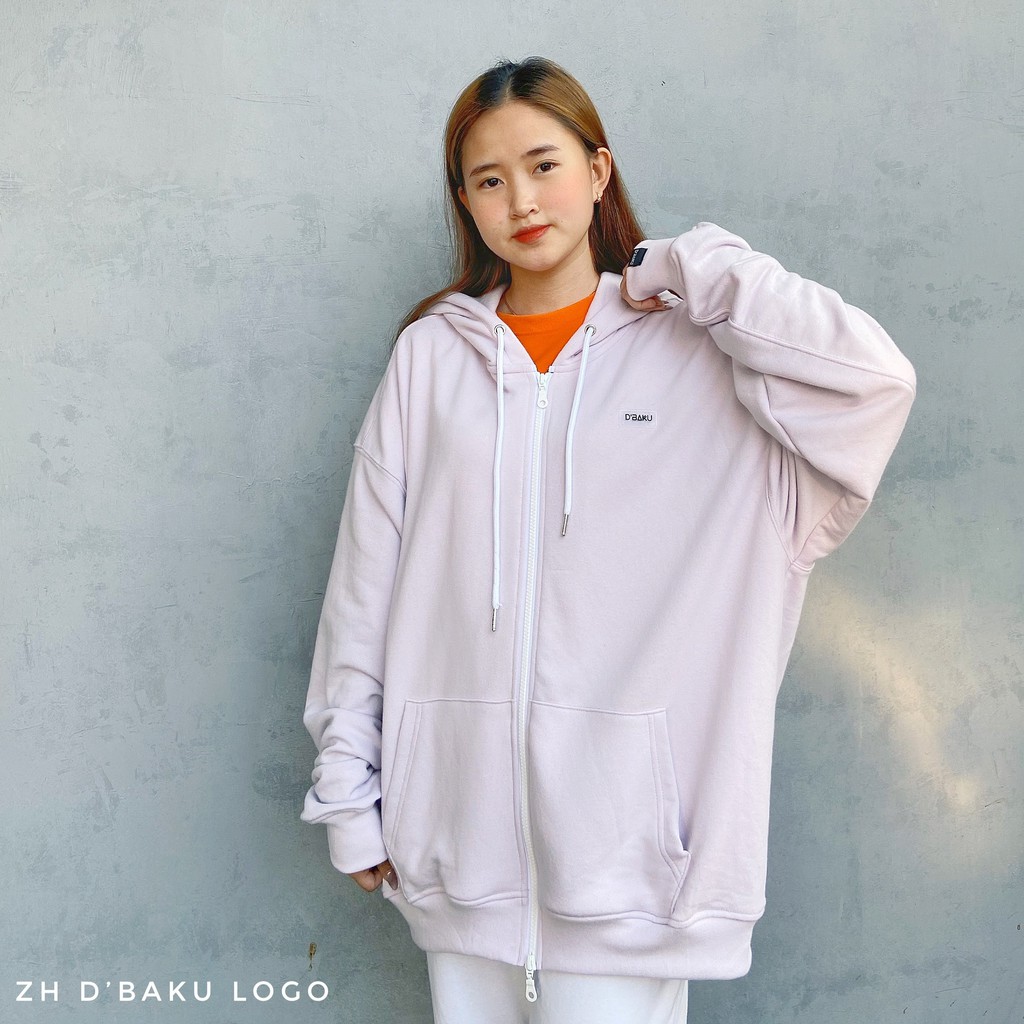 Áo khoác Zip hoodie nỉ bông có túi trong, khoá kéo 2 chiều D’BAKU BASIC LOGO (Tặng kèm túi Tote) | BigBuy360 - bigbuy360.vn