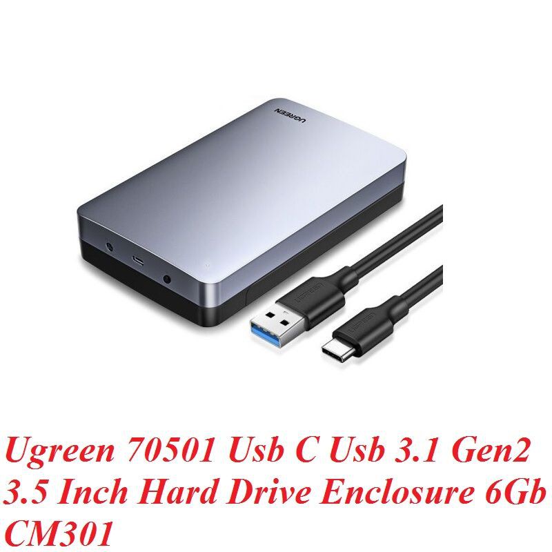 Ugreen 70501 2.5 3.5 Inch 6Gb box ổ cứng cổng Type C gắn pc cổng Usb 3.1 Gen2 CM301