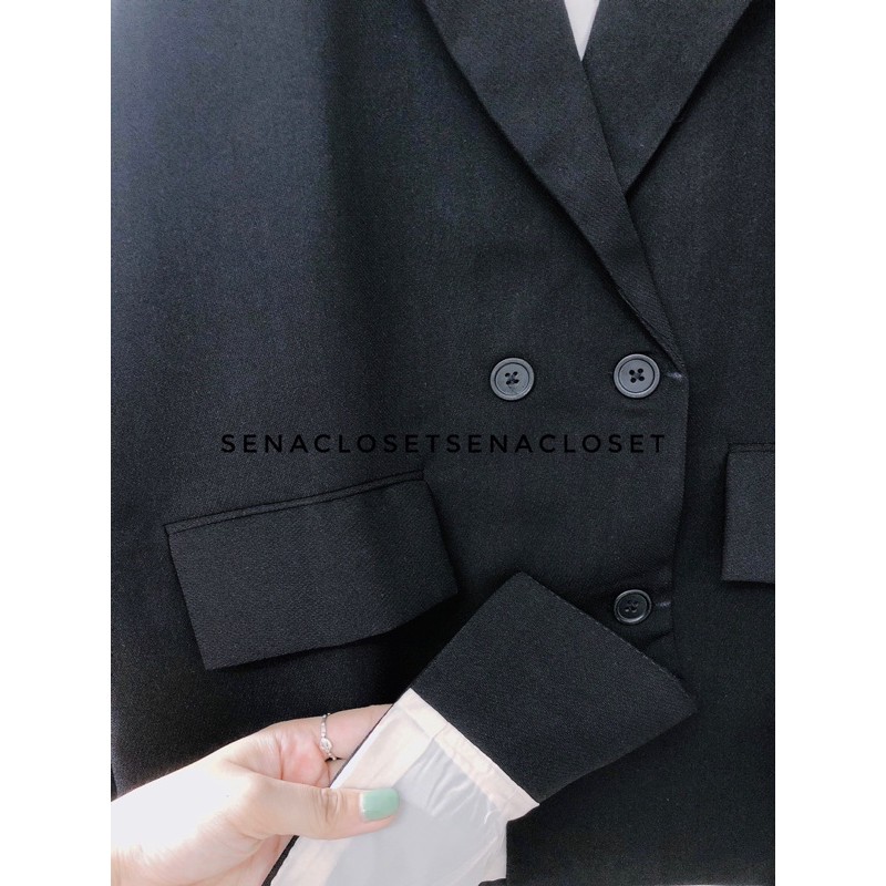 ÁO KHOÁC BLAZER 2 LỚP QUẢNG CHÂU MÀU ĐEN KIỂU DÁNG ULZZANG HÀN QUỐC (Ảnh thật/ video) | BigBuy360 - bigbuy360.vn