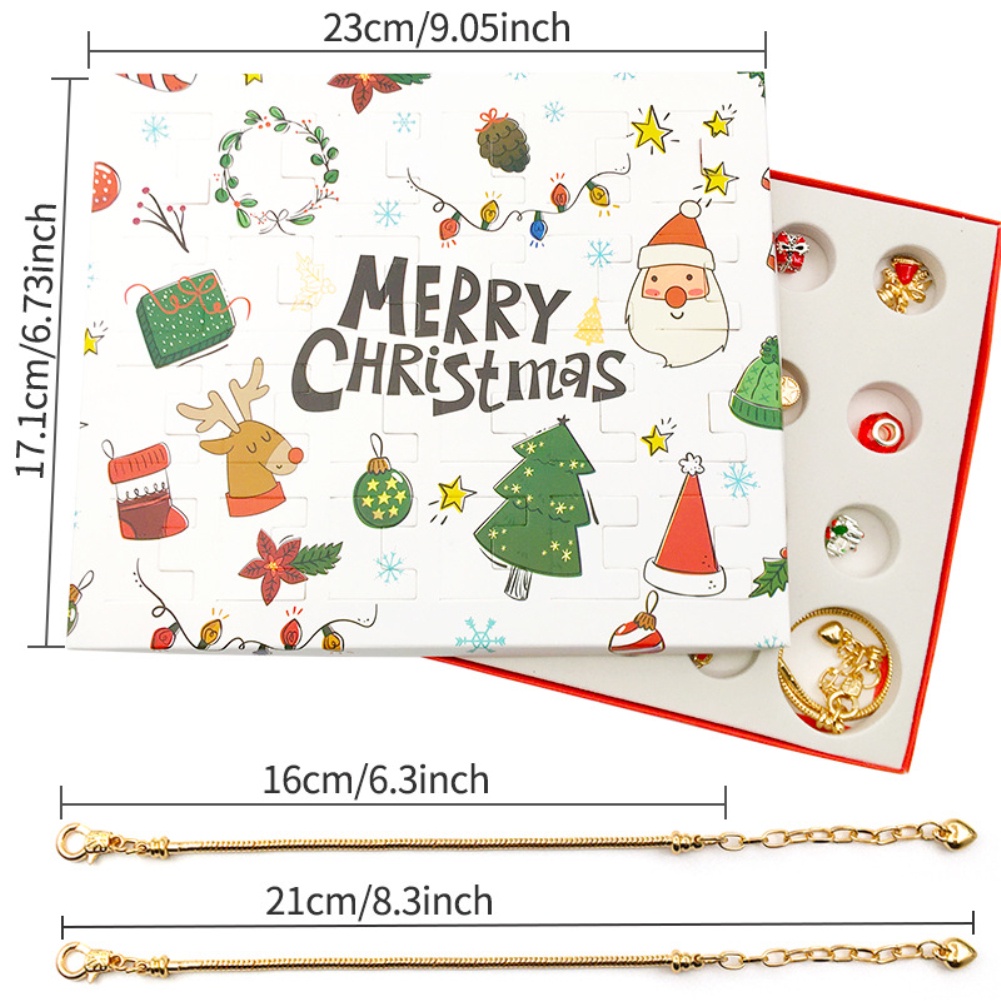 24 Lịch Đếm Ngược Ra Đời Bất Ngờ Mù Hộp Giáng Sinh Hạt Vòng Tay DIY Sáng Tạo Đồ Trang Trí Quà Tặng Giáng Sinh Cho Trẻ Em Bán chạy
