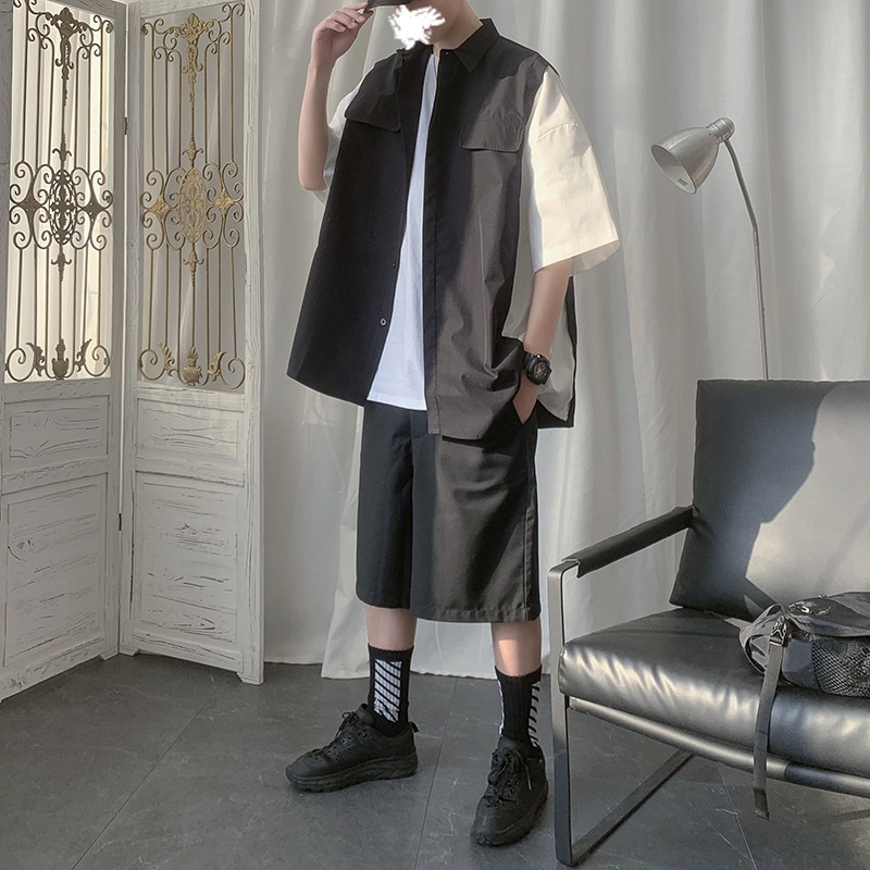 Sơ mi nam tay ngắn kiểu dáng hàn quốc có ảnh thật