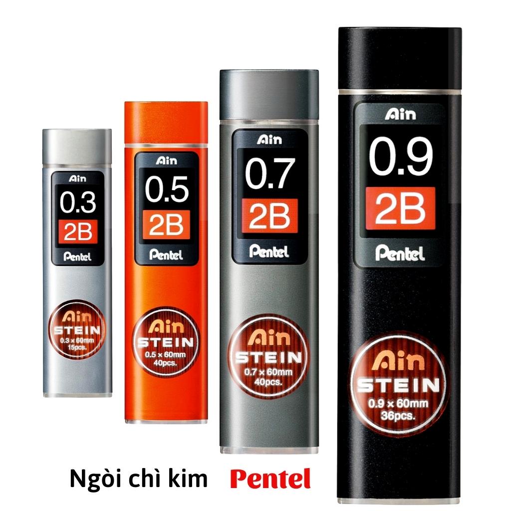 Ngòi chì kim Pentel, ruột bút chì bấm 2B size 0.3/ 0.5/ 0.7/ 0.9mm- Chính hãng