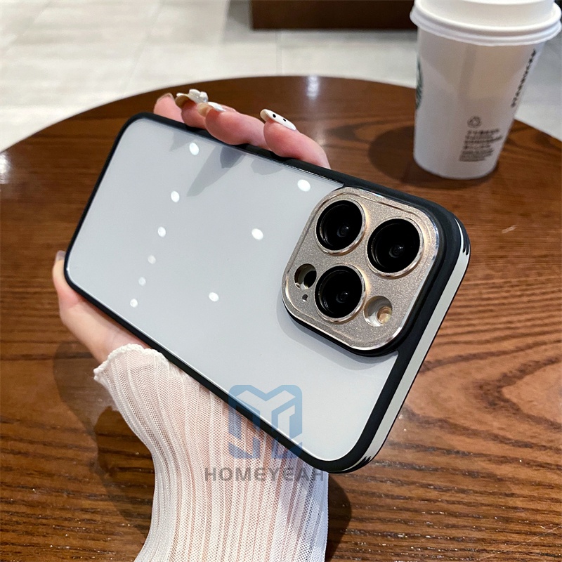 Ốp Điện Thoại Cứng Trong Suốt Viền Kim Loại Bảo Vệ Lens Cho iPhone 14 13 12 Pro Max 14 Plus ip13 ip14
