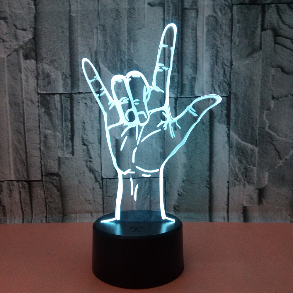 New I love you gesture 3D lamp colorful touch remote control sign language 3D LED lamp Valentine's Day gift 3D lamp.