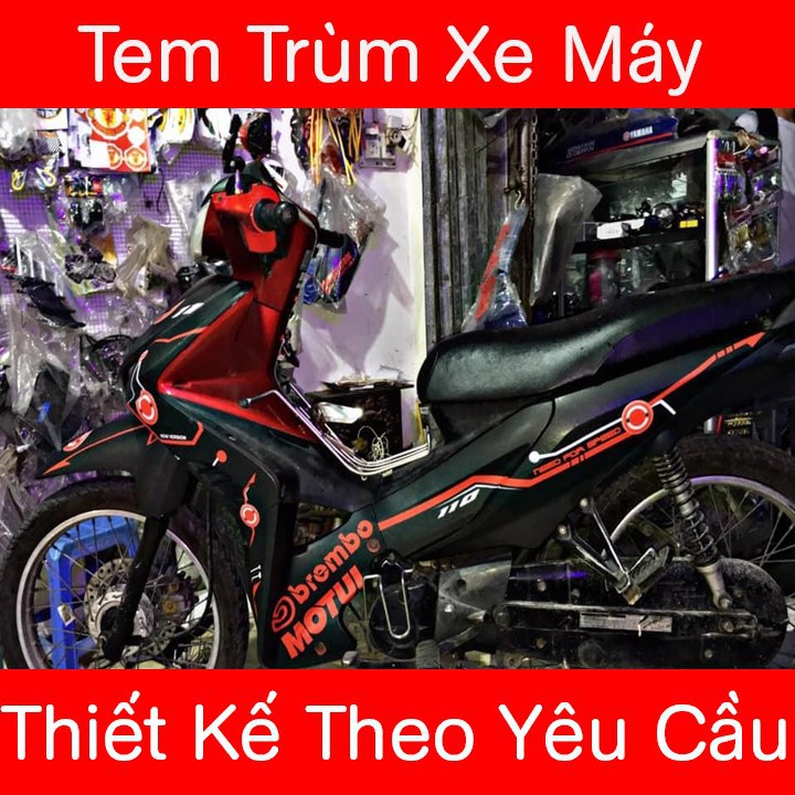 Tem trùm wave rsx đen chỉ đỏ brembo motul, độ phủ bộ team decal cho xe máy rẻ đẹp