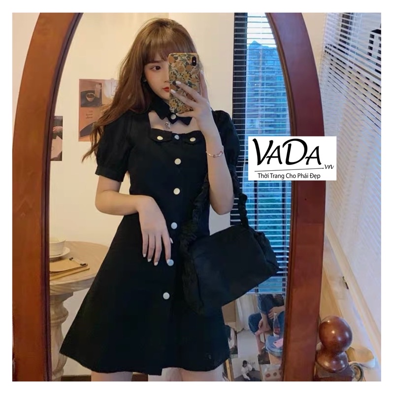 Đầm suông nhẹ nút bấm cổ mặc được 2 kiểu MẪU MỚI 2021 xinh xắn -Thời Trang VADA Đ586