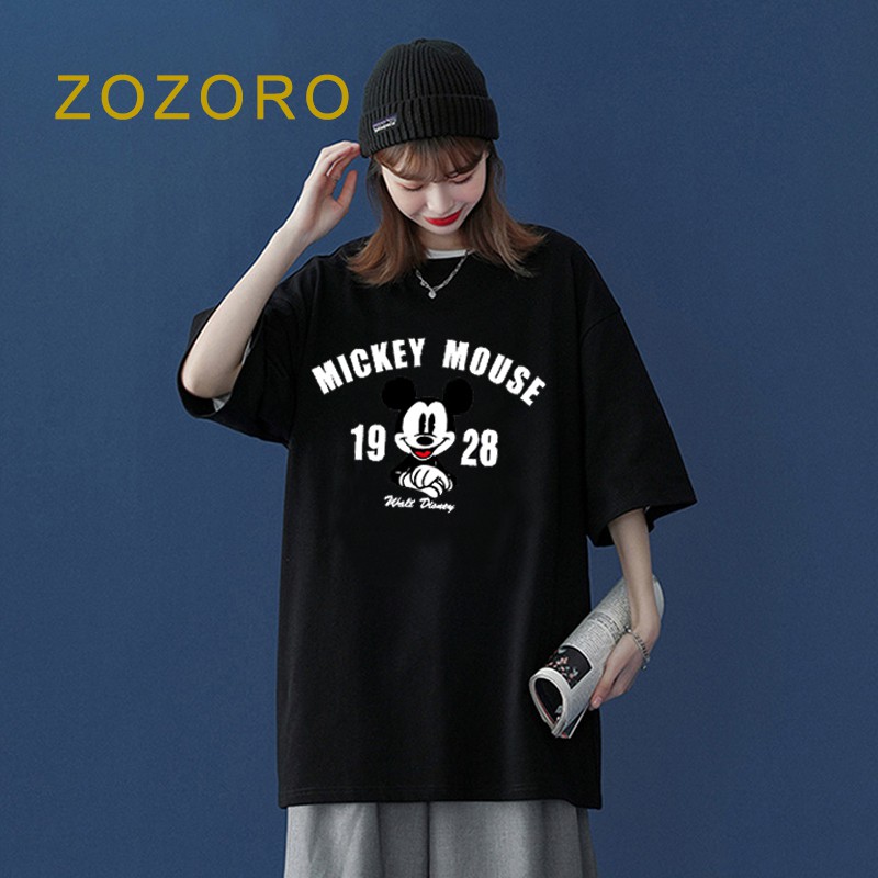 Áo thun nữ tay lỡ ZOZORO in hình chuột MICKEY MOUSE tạo dáng đẹp chất cotton thun mát - AT13