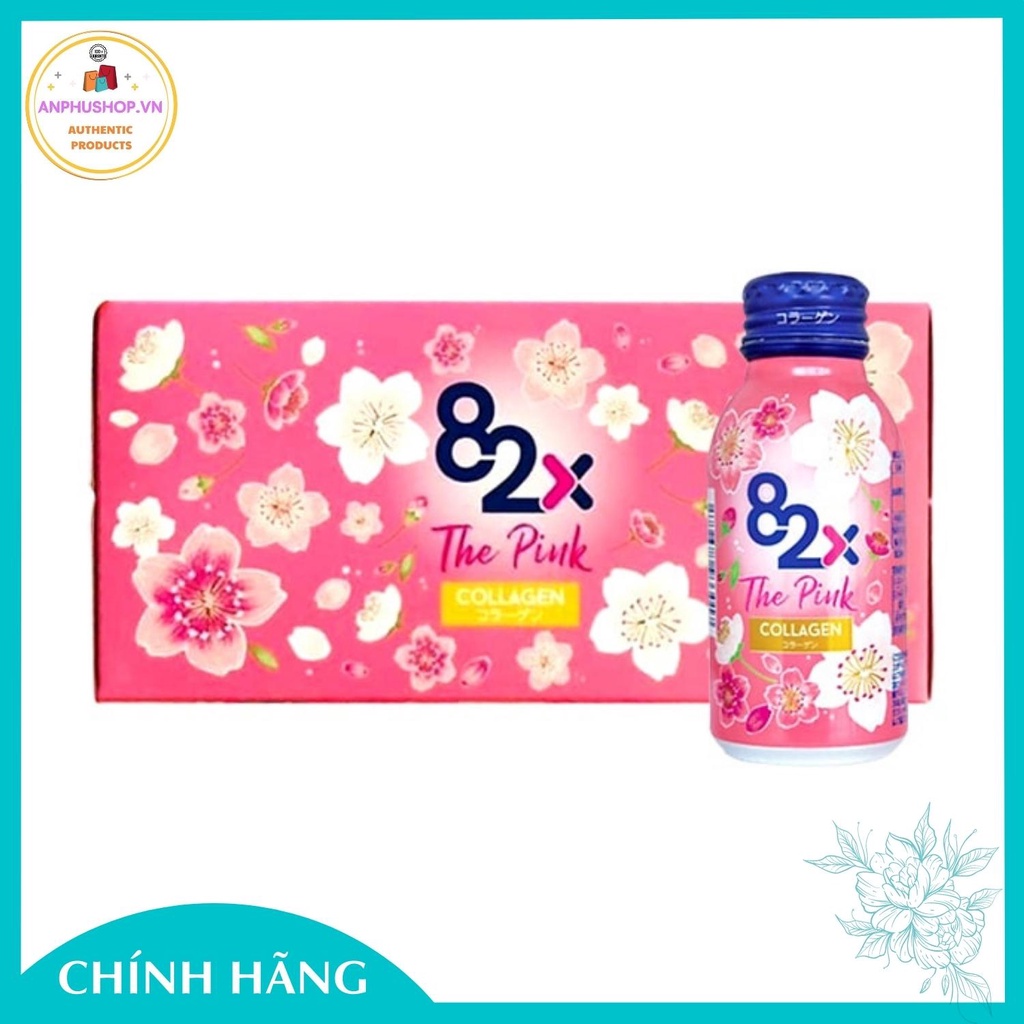 Nước uống đẹp da Collagen Mashiro 82x The Pink (Hộp 10 chai x 100ml) - Sản phẩm chính hãng