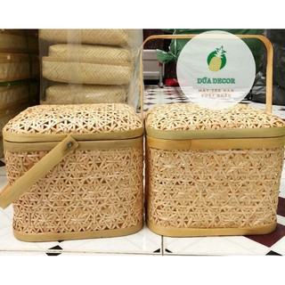 Hộp mây tre đan đựng quà tết cao cấp mẫu hình vuông
