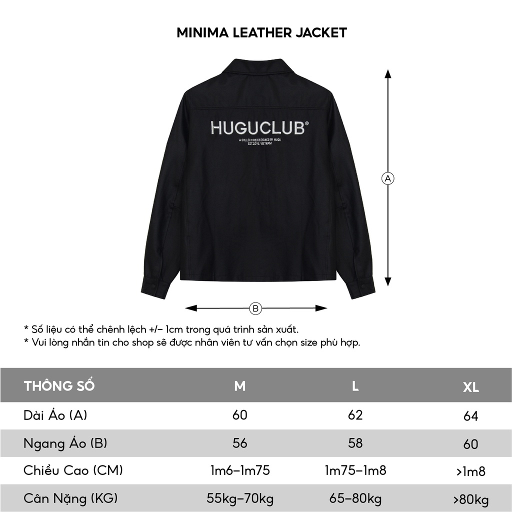 Áo khoác da nam thời trang HUGU Minima Leather Jacket chất da PU cao cấp màu đen