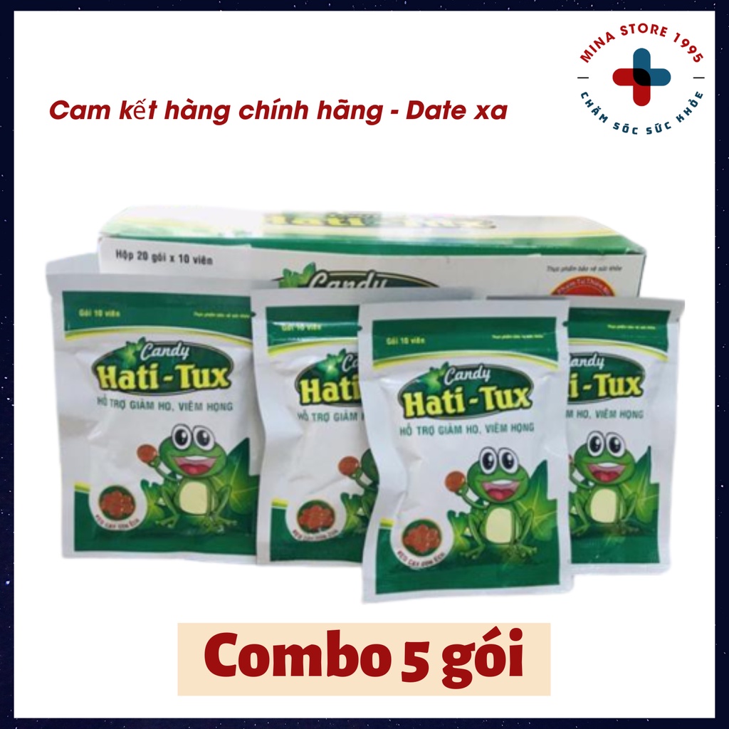 Combo 5 gói - KẸO NGẬM HATITUX - KẸO CON ẾCH - HỖ TRỢ GIẢM HO, VIÊM HỌNG