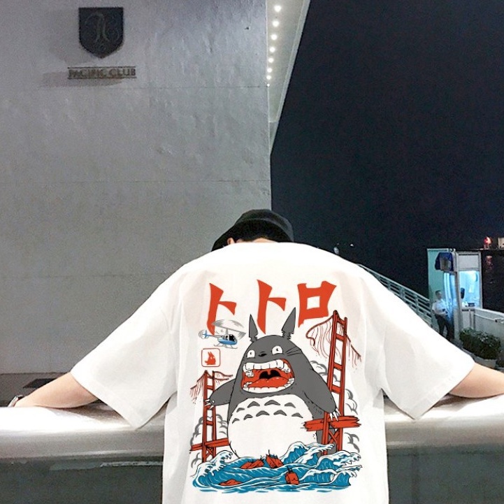 Áo thun Totoro giận dữ unisex tay lỡ form rộng chất cotton 3158 dầy mềm mịn thoáng mát