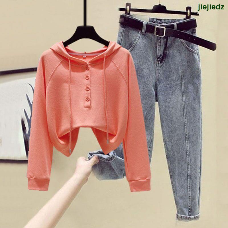 Áo Khoác Jeans Có Nón Tay Dài Thời Trang Thu Đông Hàn Quốc Mới