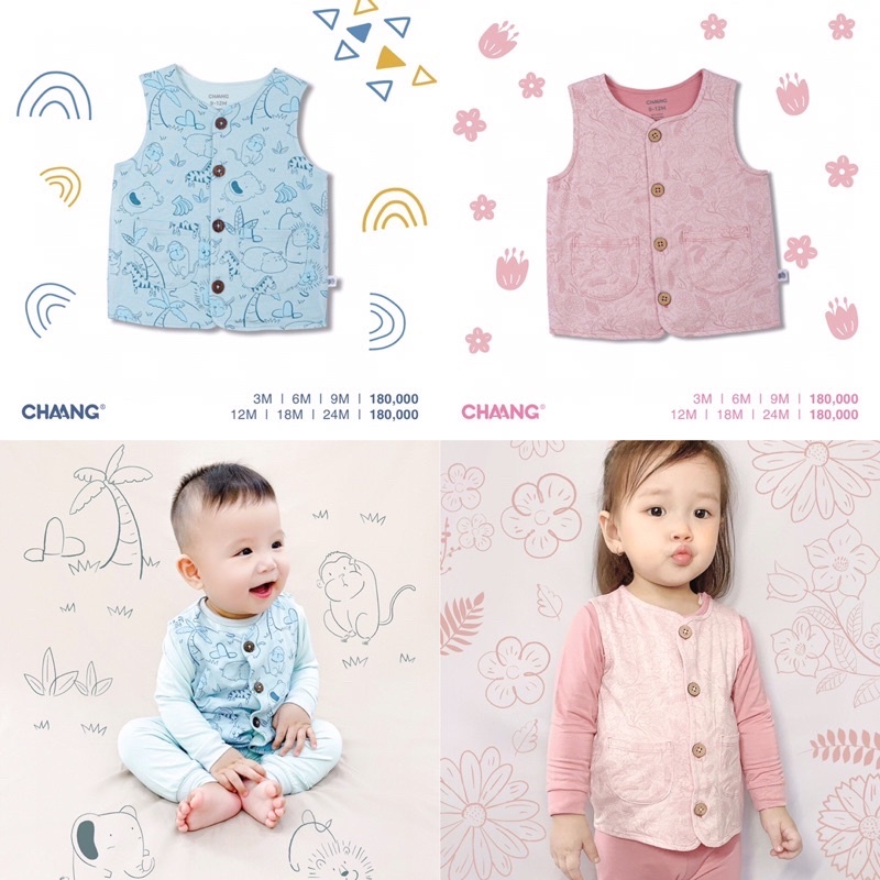 Áo gile Jungle cài thẳng hoạ tiết xinh cho bé trai bé gái