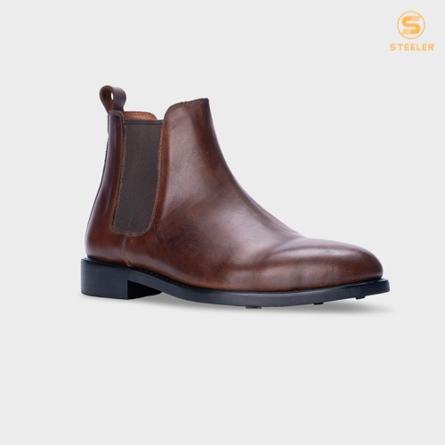 Giày Chelsea Boots Cổ Cao Nam Nâu Đỏ Với Lót Tăng 3Cm Chiều Cao - Thương Hiệu Steeler