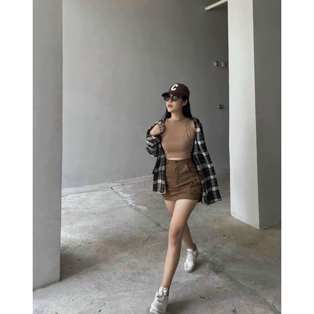 (SHOP BIGSIZE NỮ 50KG ĐẾN 90kg) Set 3 món: áo sơ mi + áo thun + chân váy a năng động trẻ trung