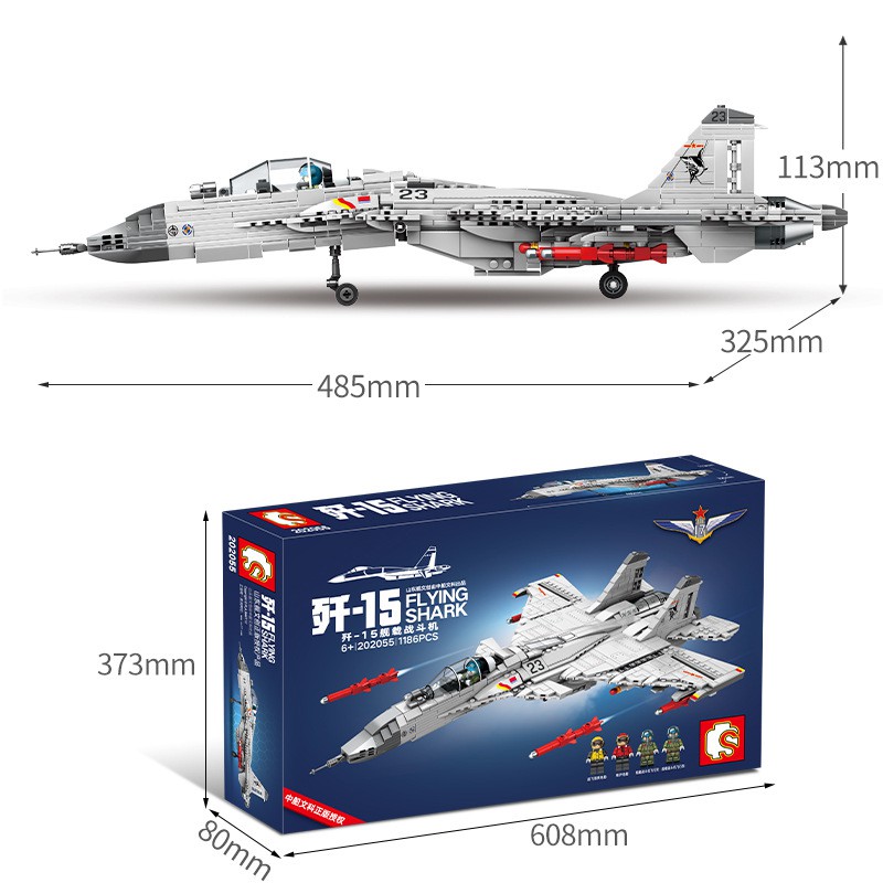 Đồ chơi lắp ráp Máy bay Oanh Tạc Chiến - Sembo Block 202055 F-15 Flying Shark - 1186 Mảnh ghép