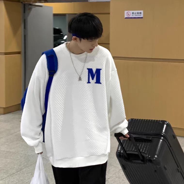 Áo nỉ sweater cổ tròn dáng rộng thời trang mùa thu năng động cho nam