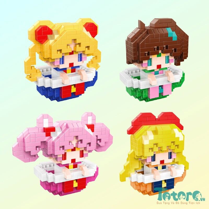 Bộ đồ chơi xếp hình Lego Thủy Thủ Mặt Trăng Sailor Moon - Sóc Chipmunk - Gà Piske ngồi trong trứng - 7cm - 357 pcs