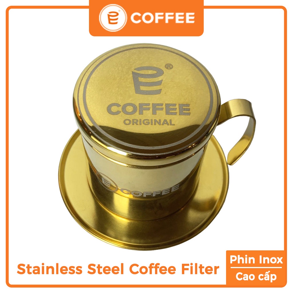 Phin cà phê Inox cao cấp E-COFFEE (Mầu vàng) Coffee Stanless Steel Coffee Filter sử dụng phin pha cà phê bột nguyên chất