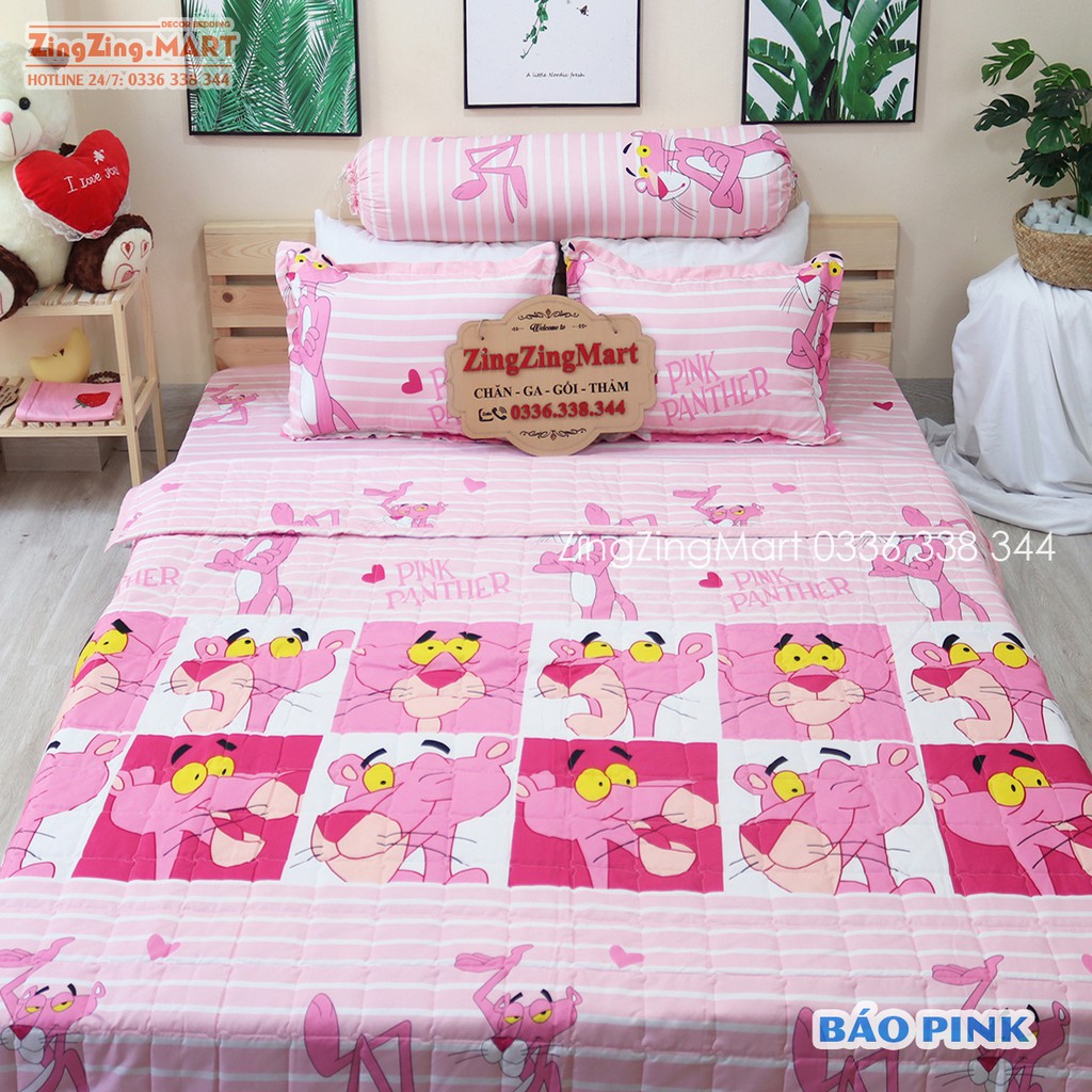 [Được chọn mẫu Set 5 món ga chun chăn hè Mẫu Báo Pink (đủ size, nhiều mẫu)