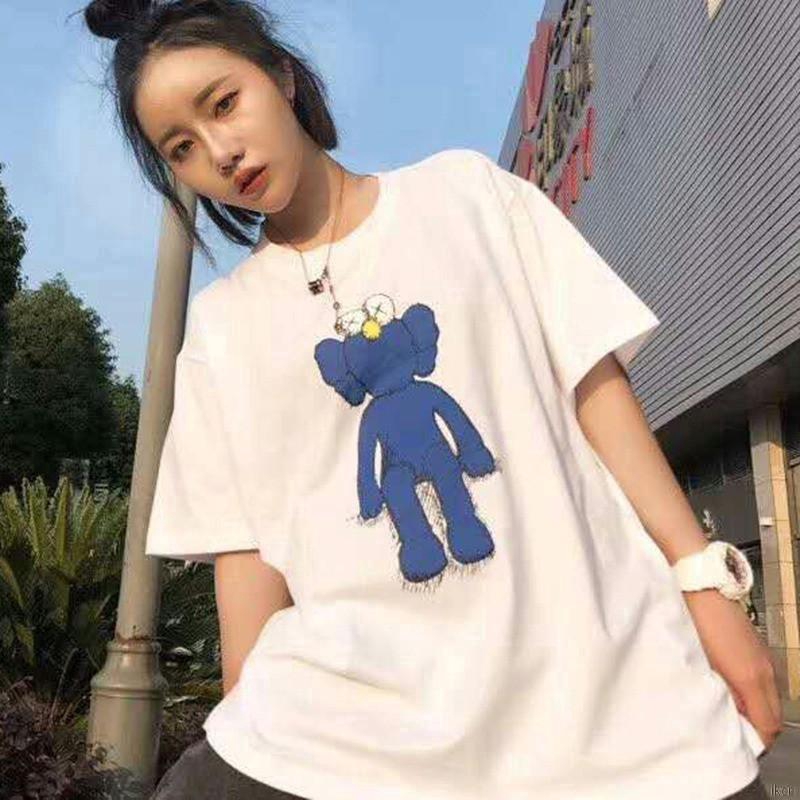 Áo thun cặp in hình hoạt hình Sesame Street kaws Joint new