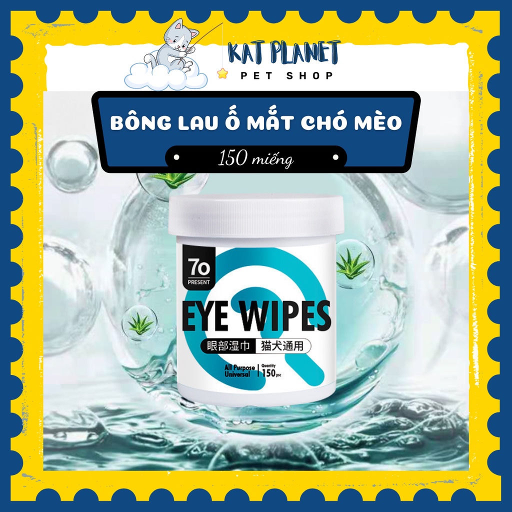 Bông lau vết ố mắt cho chó mèo chiết xuất từ lô hội, Khăn lau vệ sinh vùng mắt cho thú cưng - Kat Planet Petshop