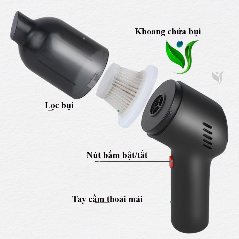 Máy hút bụi cầm tay mini Hello Leibo - Lực hút cực mạnh 8000pa Nhaongshop