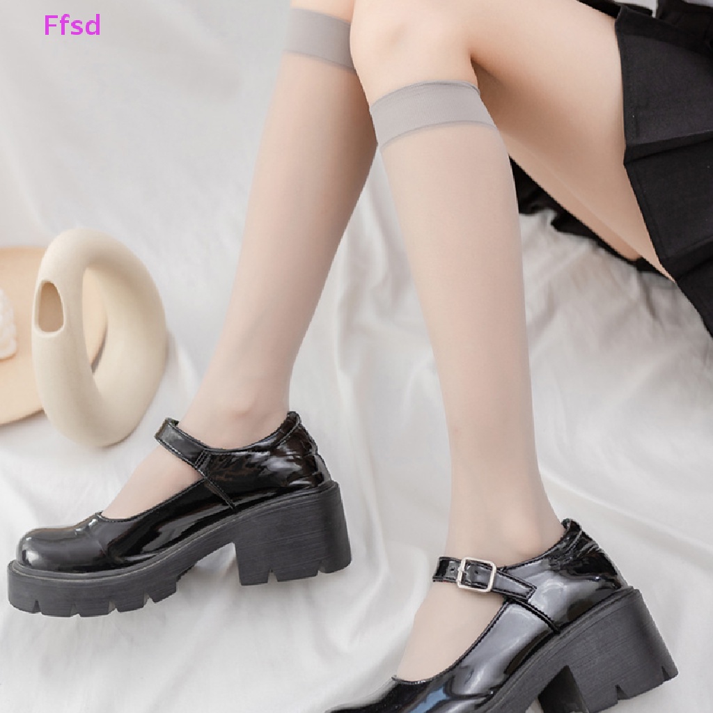 {Ffsd} Jk Vớ Mỏng Cao Đến Đầu Gối Nylon Siêu Mỏng Trong Suốt Thoáng Khí Cho Nữ * Hàng Bán Chạy *