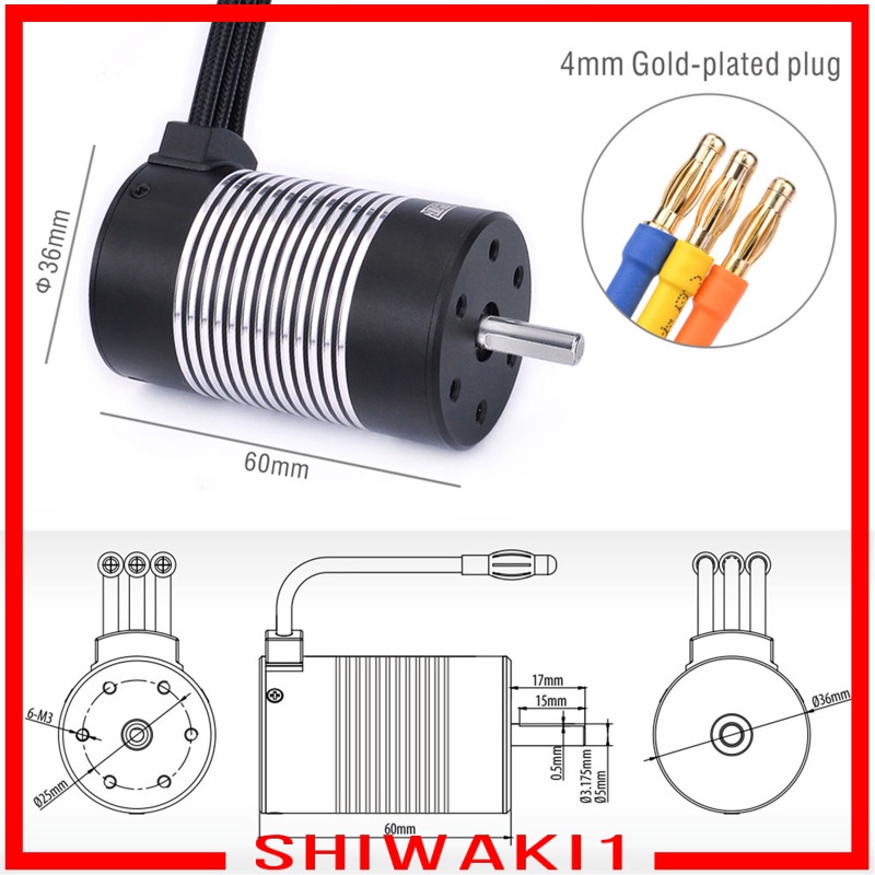 Động Cơ Không Chổi Than Shiwaki1 3660 4 Trục 5mm Cho Xe Hơi Điều Khiển Từ Xa 1 / 10