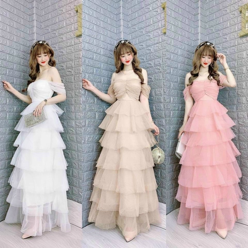 ĐẦM MAXI DỰ TIỆC CÚP TẦNG FULL SIZE S /M/L/XL