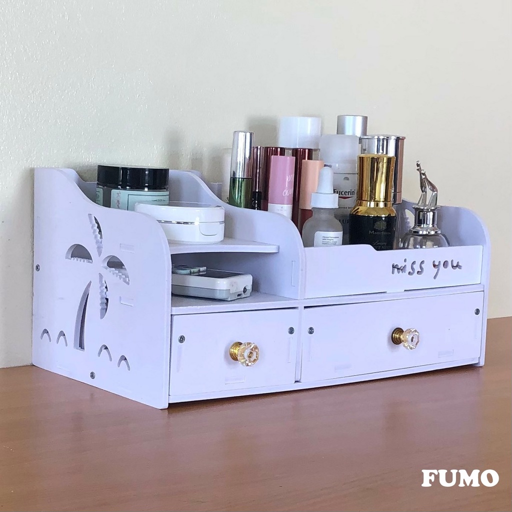 Kệ đựng mỹ phẩm đa năng hoạ tiết cây dừa đồ decor trang trí phòng đẹp FUMO SP003