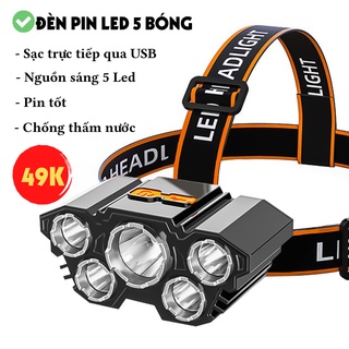 Đèn Pin Siêu Sáng, Đèn Pin 5 Bóng Led Sáng, Chống Nước Kèm Dây Sạc ATILA SHOP