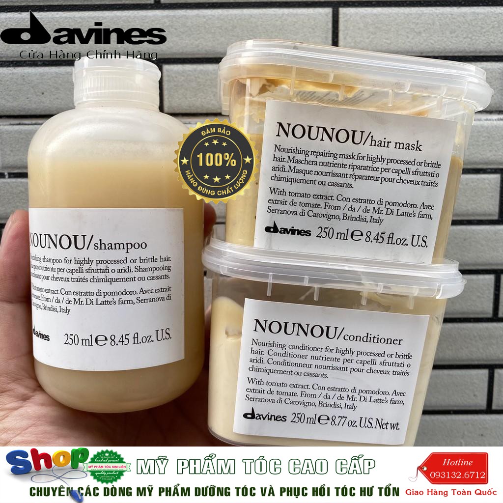 [Davines-Italia] Cặp gội xả phục hồi tóc hư tổn Davines Nounou 250mlx2