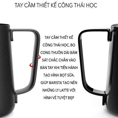 Time More | Ca Đánh Sữa 600ml Phủ Teflon Đen