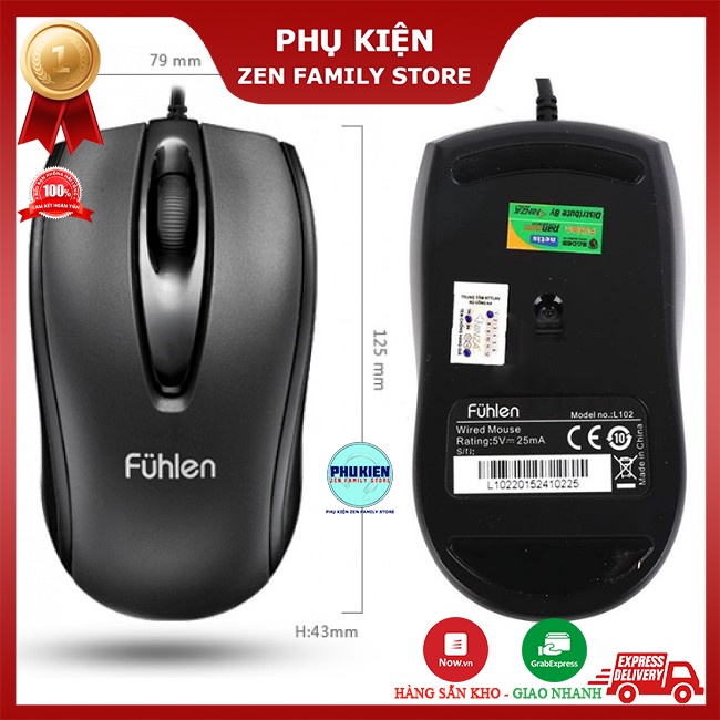 Chuột Máy Tính Có Dây Fuhlen L102, Độ Nhạy Cao, Bảo Hành Chính Hãng 12 Tháng