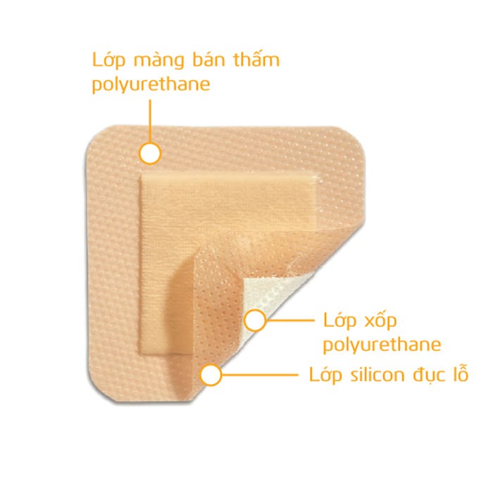 Miếng Gạc xốp Silicone vô trùng HETIS Silicole Foam - Gạc chăm sóc vết thương SPU