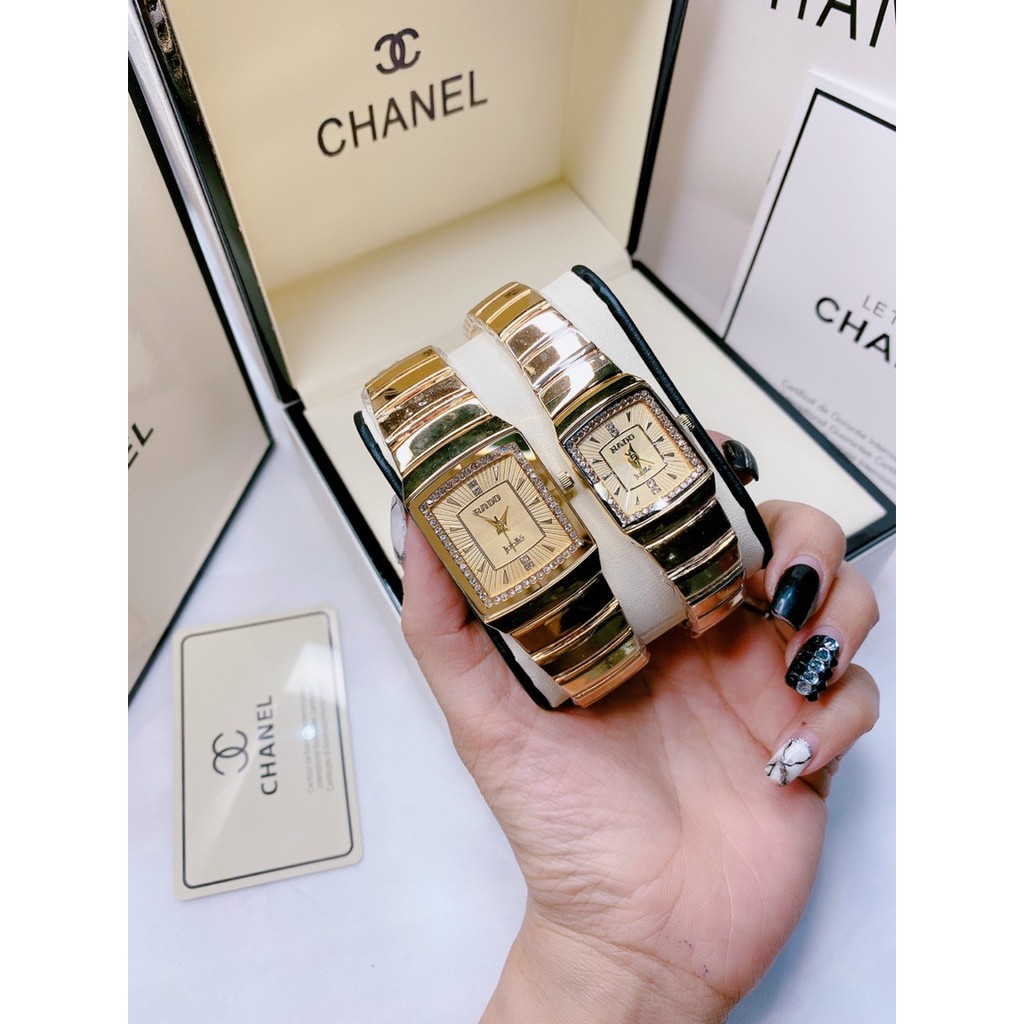 Đồng hồ cặp đôi Rado Nam nữ dây thép không rỉ, đính đá tinh tế, bảo hành 12 tháng