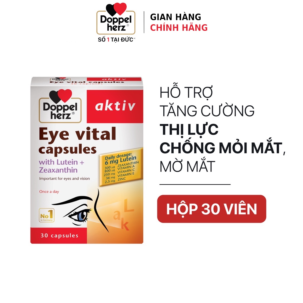 Combo bổ sung vitamin và hỗ trợ tăng cường thị lực Doppelherz Eye Vital (30 viên) + 02 tuýp sủi A-Z Fizz (13 viên)