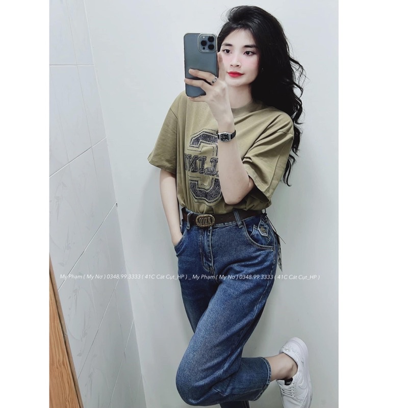 BÁN SỈ ÁO PULL CHỮ CELIN MÀU TRẮNG XANH CHO NỮ