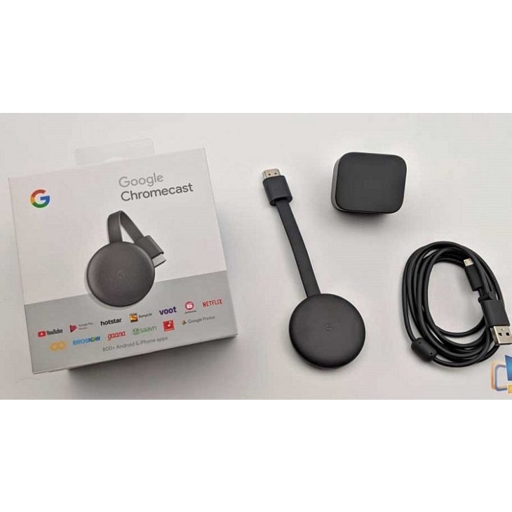 Google Chromecast - Thiết bị truyền trực tuyến với cáp HDMI - Truyền trực tuyến Chương trình, Nhạc, Ảnh và Thể thao từ Đ