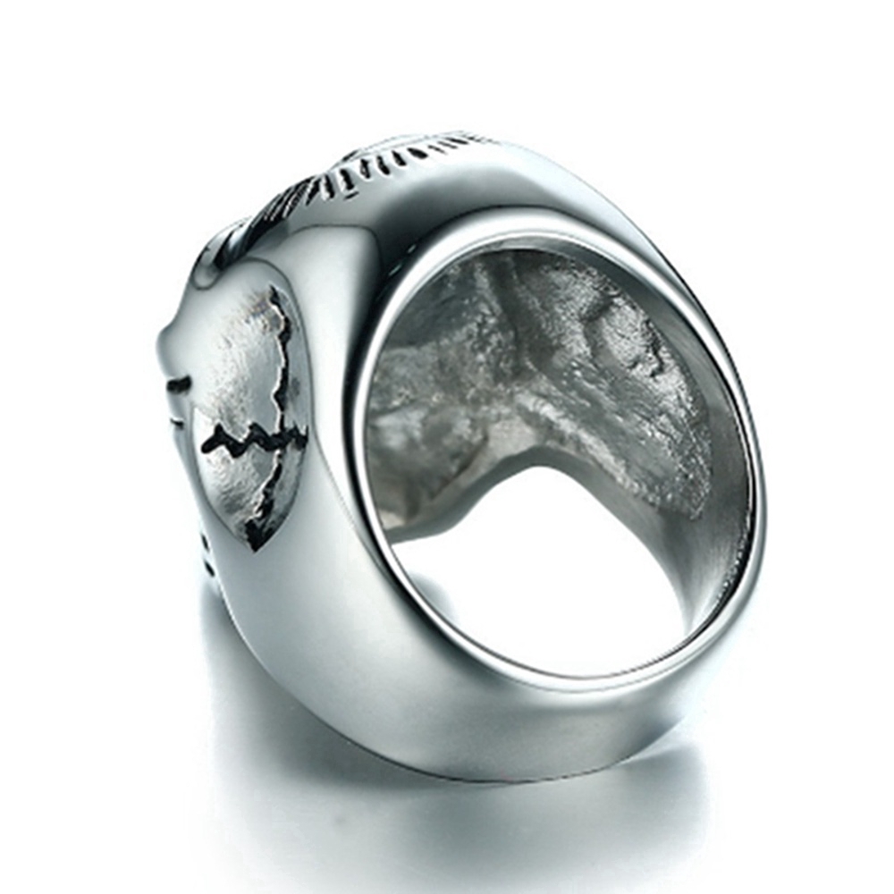 Trend Fashion 316L Gothic Skull Biker Man Batu Punk Antik Bunga Totem Cincin Tengkorak