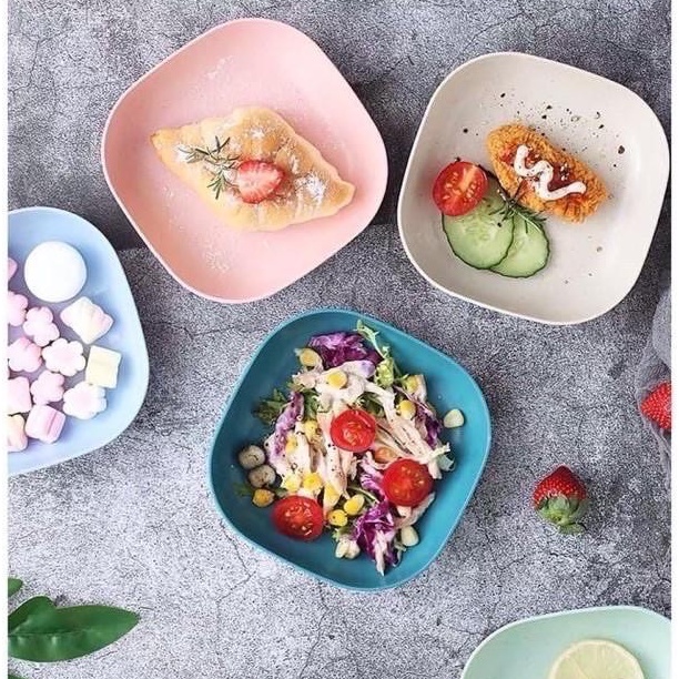 Set 8 Đĩa Nhựa Lúa Mạch Đựng Hoa Quả, Trái Cây, Đồ Ăn An Toàn Và Tiện Lợi