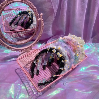 Combo scunchie & băng đô daisy hoa cúc lưới