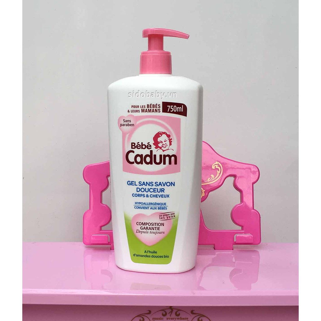 Sữa tắm gội hạnh nhân Cadum (hồng) [CHÍNH HÃNG] 750ml cho bé sơ sinh