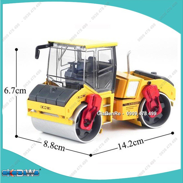 Mô Hình Sắt Xe Lu Công Trình  Hai Trục Sắt Tỉ Lệ 1:35 - 18cm -  Kdw - 9931