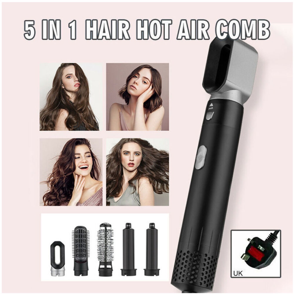 5in 1 Hair Dryer Styler Volumizer Straightener Curler Comb 1000W Hot Air Brush Hairdressing Tool