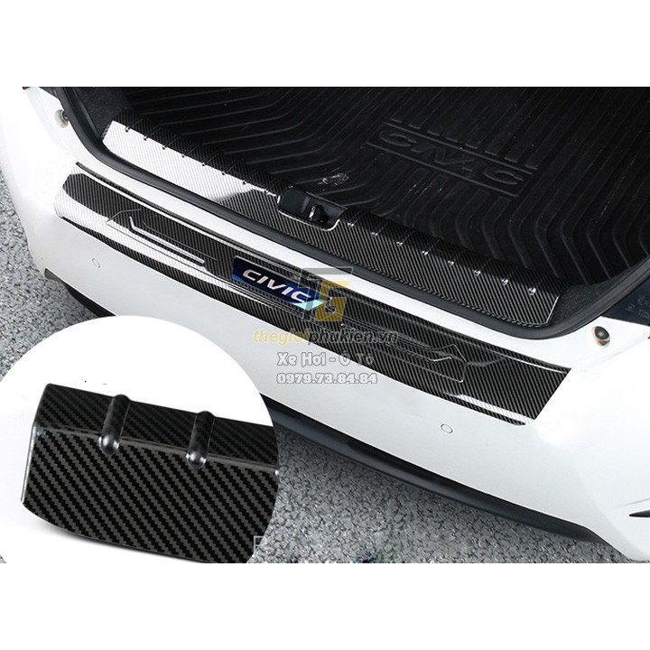 Ốp chống trầy cốp trong, ngoài Carbon xe Honda Civic 2016 - 2021 - vân cacbon cao cấp